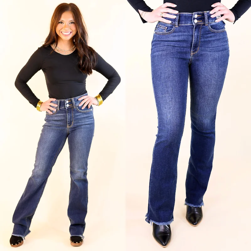 Judy Blue | A New Me Double Button Bootcut Jeans in Dark Wash