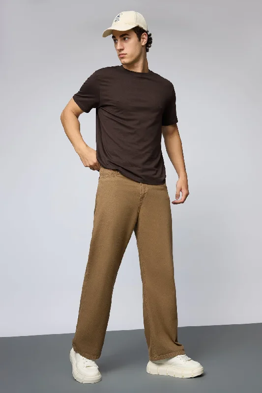 Golden Brown Men's Wide Leg Jeans