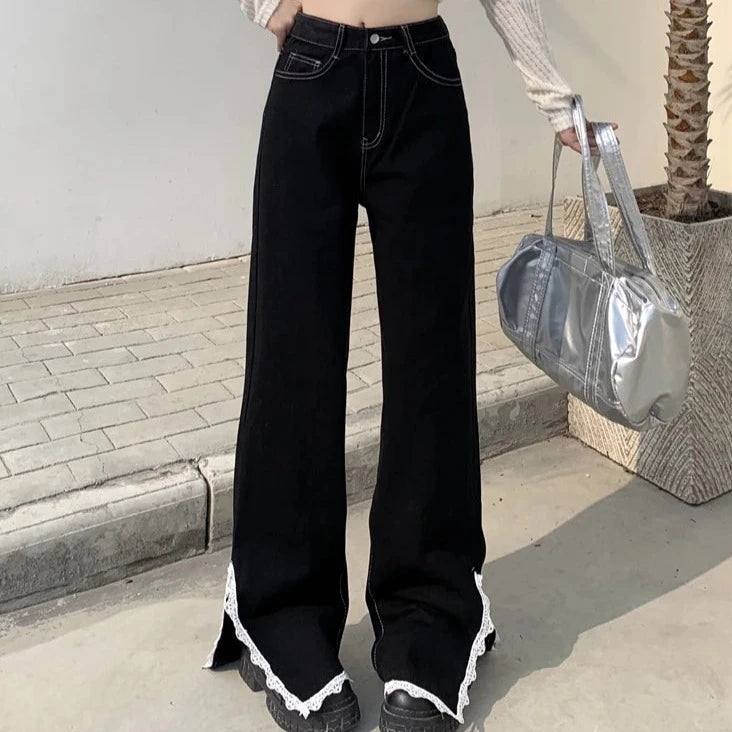 Split Design Wide Leg Jeans