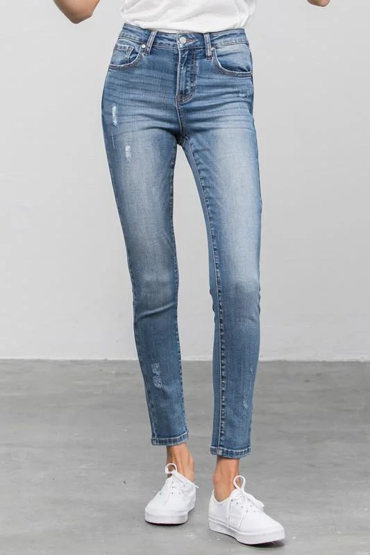 The Marie Mid-Rise Premium Basic Ankle Skinny Jeans by Insane Gene