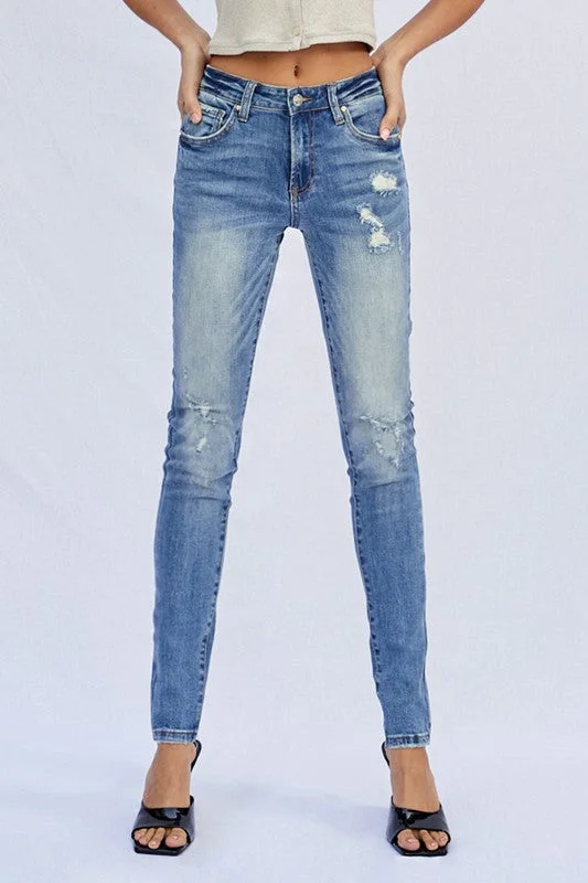 The Olivia: Mid- Rise Full Length Ankle Skinny Jeans