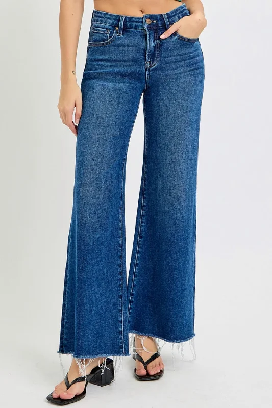 RISEN Tummy Control High Rise Wide Leg Jeans WH