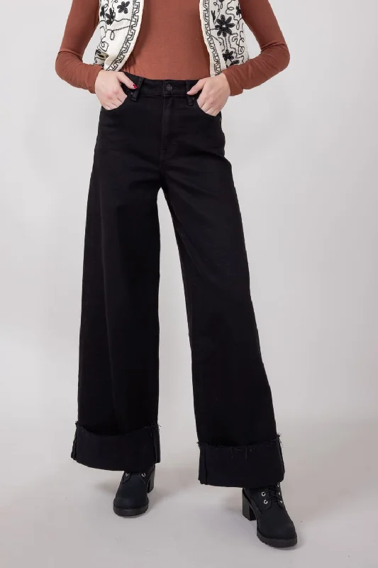 Hidden High Rise Clean Stretch Wide Leg Jeans for Women in Black | HD9358-BLK