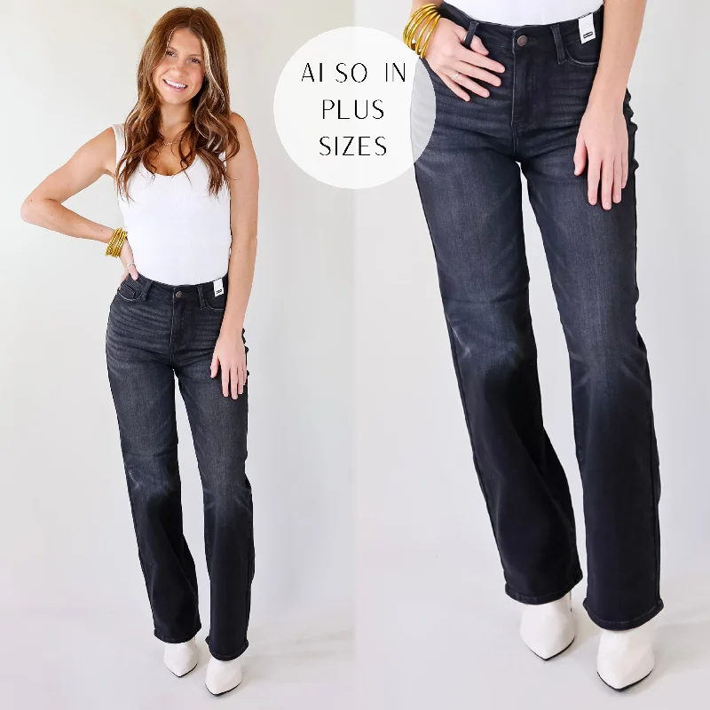 Last Chance Size 0, 14W, 20W, 22W & 24W | Judy Blue | Good N' Classic Straight Leg Jeans in Black