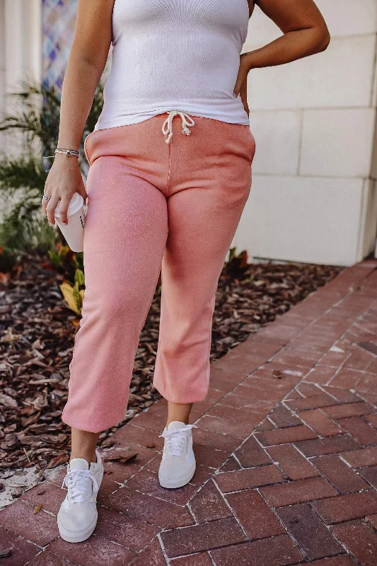 Enzyme Washed Drawstring Joggers - Watermelon Pink