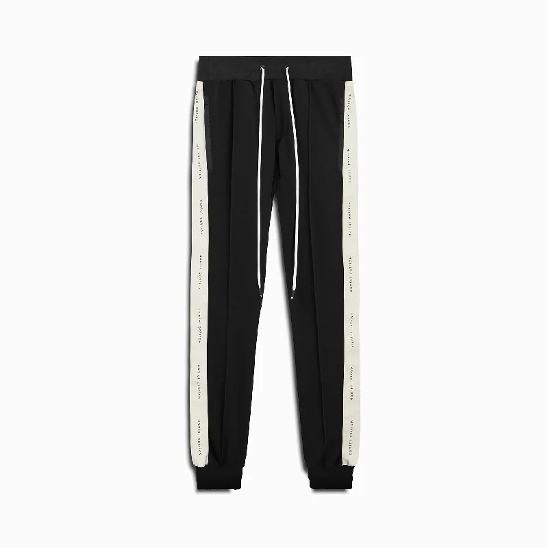 classic slim track pant / black + ivory