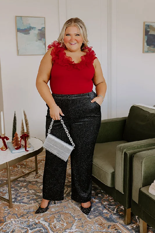 Eleven Madison High Waist Glitter Pants Curves