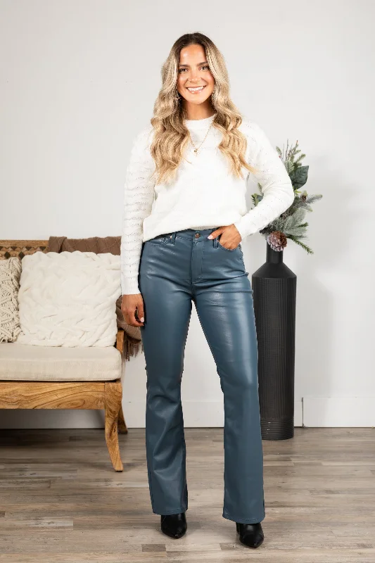 Judy Blue Tummy Control Blue Leather Pants