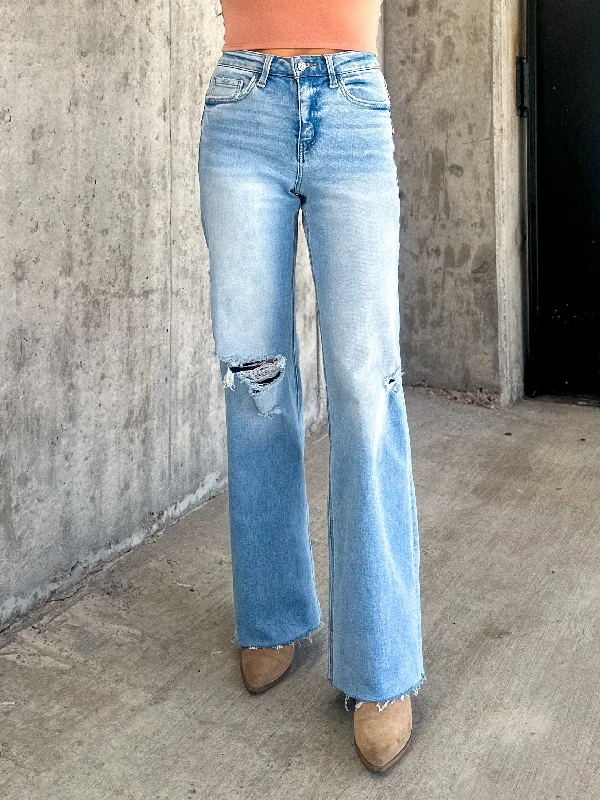 Vervet High Rise Distressed Wide Leg Jeans