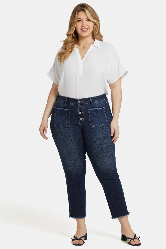 Marilyn Straight Ankle Jeans In Plus Size - Lotus Gardens