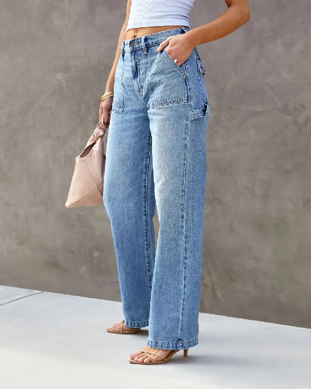 Laurent High Waisted Carpenter Wide Leg Jeans