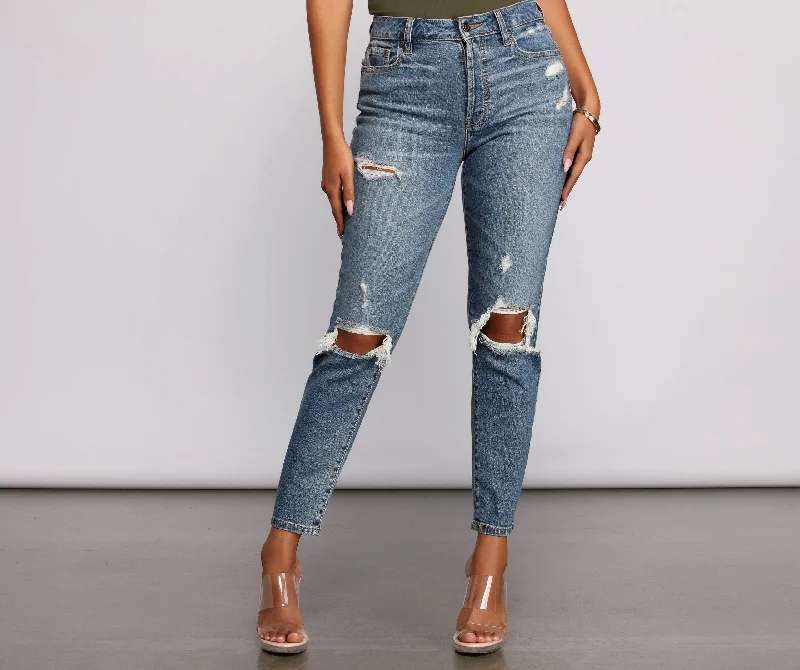 KittenAlarm - Tobi High Rise Destructed Mom Jeans