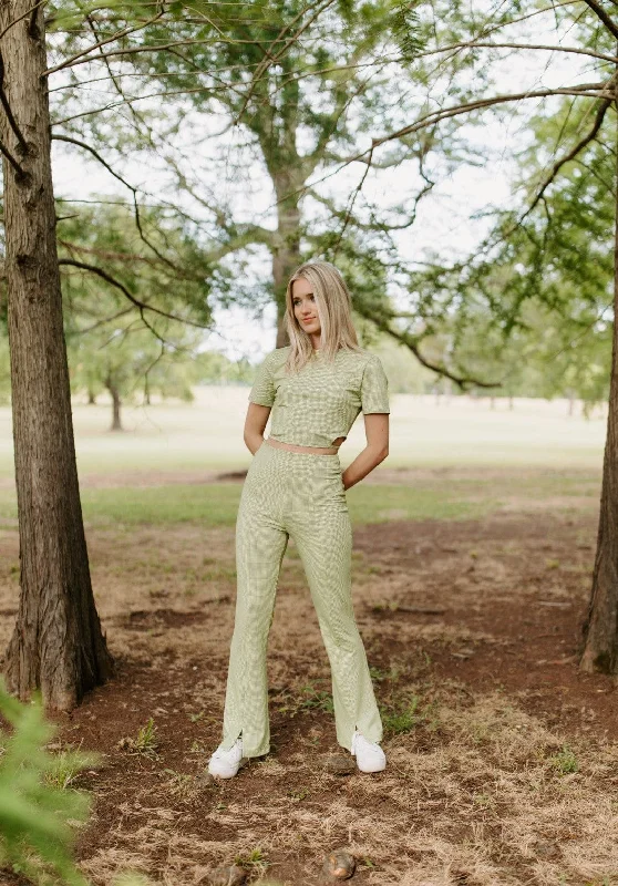 Lime Gingham Set Pants