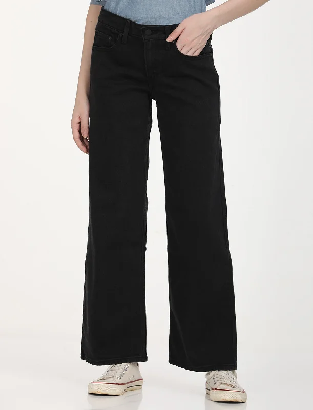 Women's Low Rise Loose Fit Black Jeans