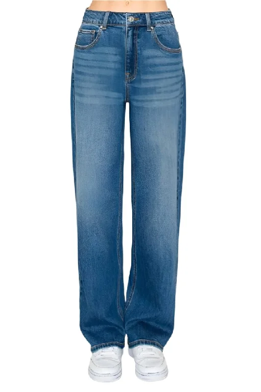 Wax Jean - Basic Straight Wide Leg Jeans - 90367