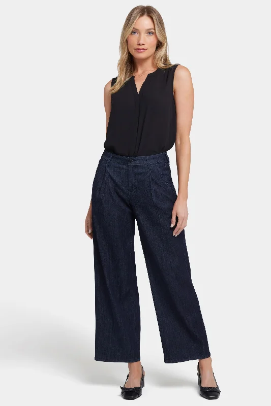 Teresa Wide Leg Ankle Jeans In Petite - Rinse