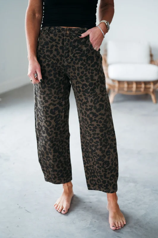 Tawny Leopard Print Wide Leg Pants