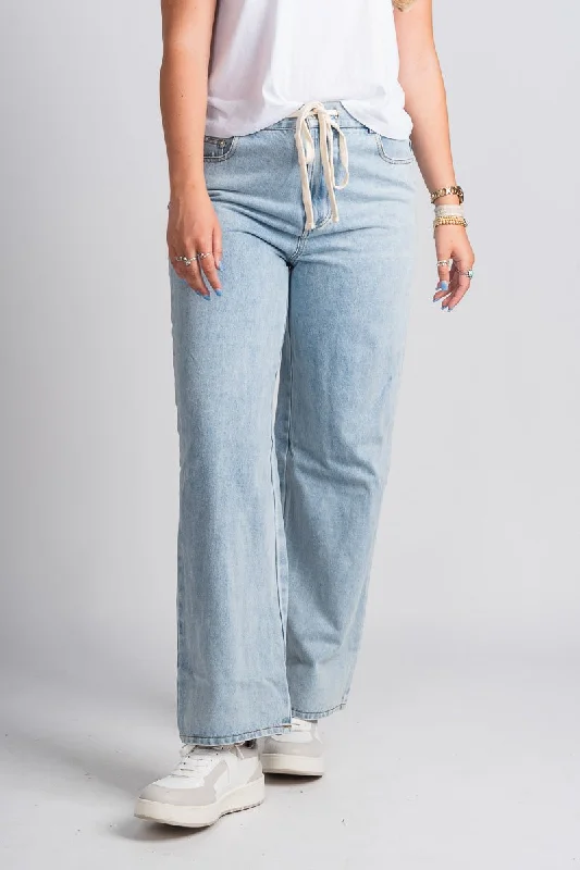 Tie waist high rise wide leg jeans ojai