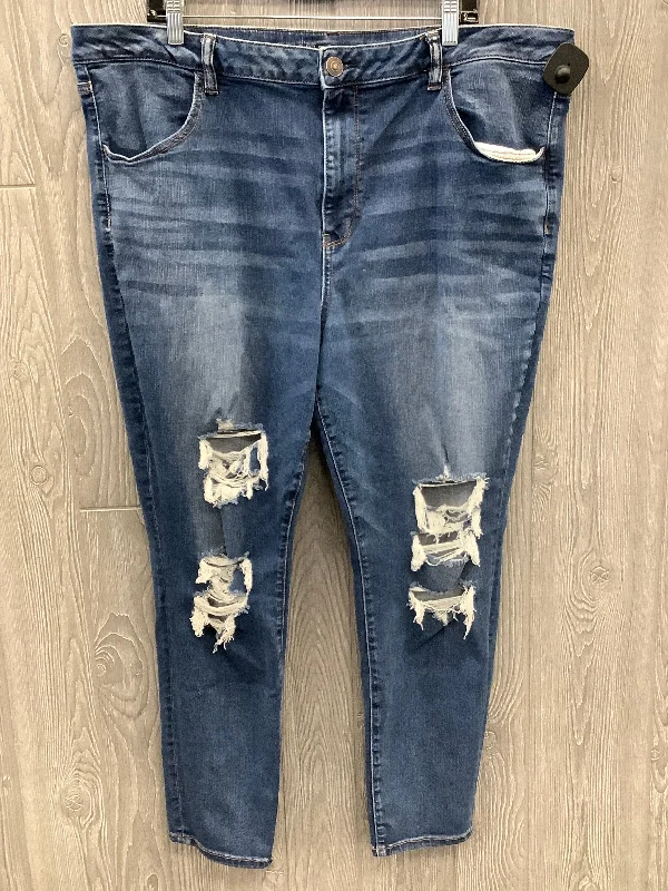 Jeans Skinny By American Eagle In Blue Denim, Size: 24