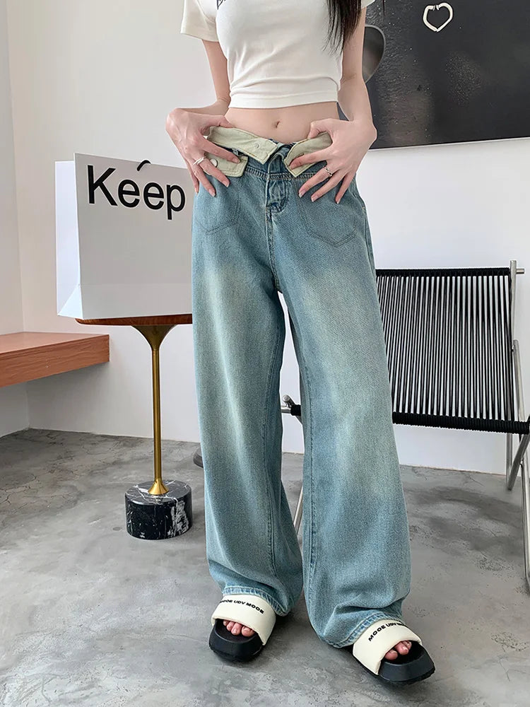 Vintage Washed Wide Leg Jeans