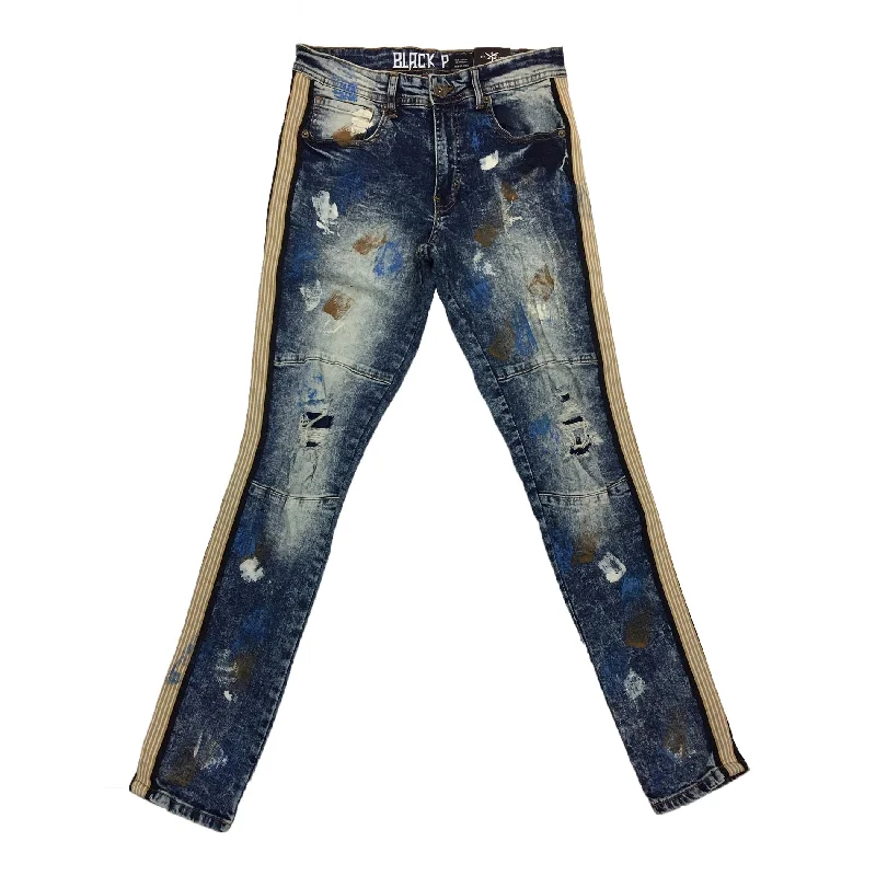 Black Pike Painted Stripe Jean (Vintage Blue)