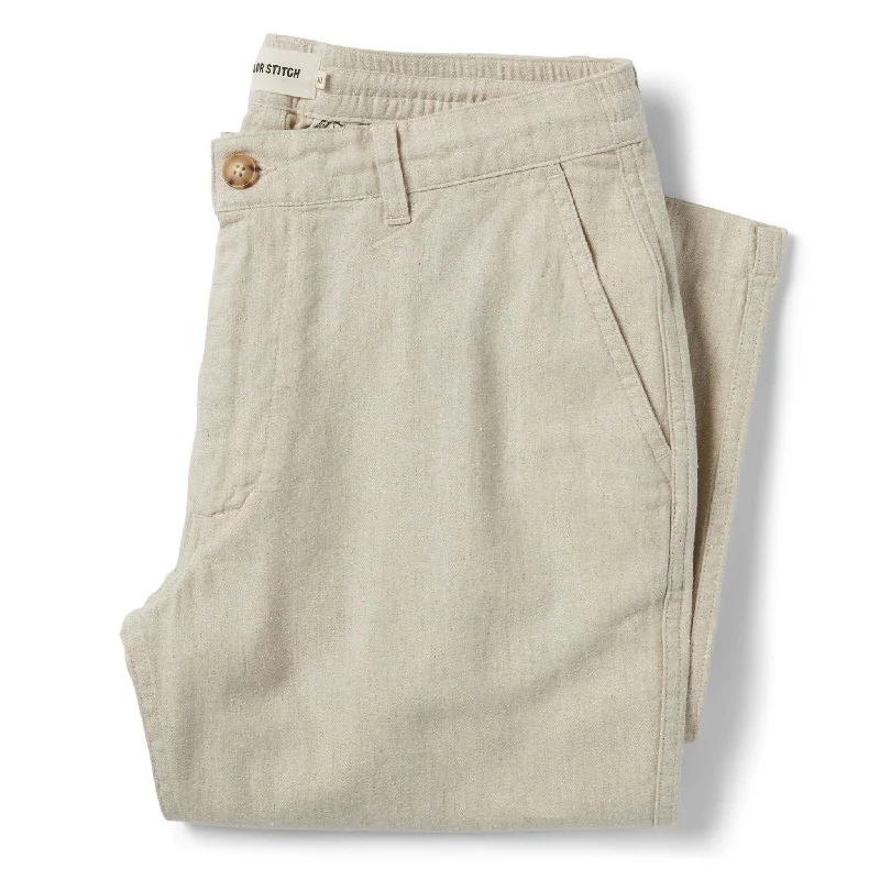 The Easy Pant in Natural Herringbone