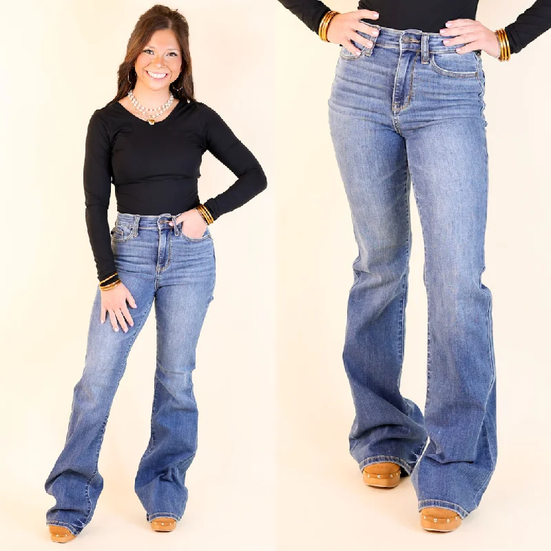 Judy Blue | Sleek and Chic High Waisted Classic Flare Jean in Medium Wash