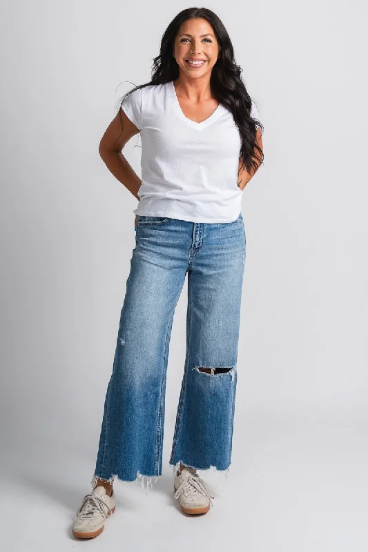 Vervet high rise crop wide leg jeans sapphire dragon