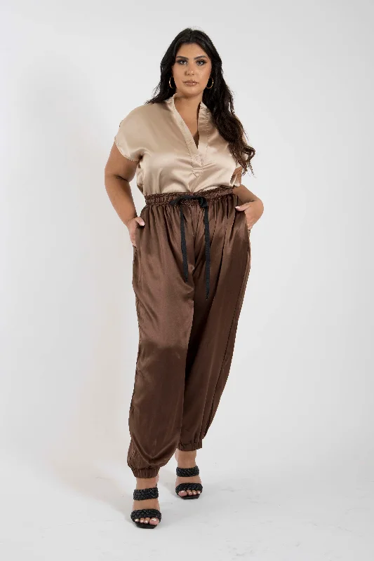 The Wardrobe Hero - Italian Silk Jogger Pant in Espresso