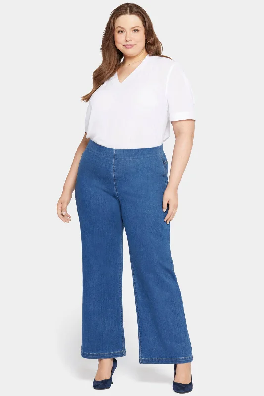 Pull-On Teresa Wide Leg Jeans In Plus Size - Waterfall