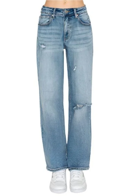 Wax Jean - Distressed Wide Leg Jeans - 90364