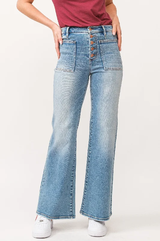 Dear John Fiona High Rise Clean Hem Wide Leg Jeans Ardmore