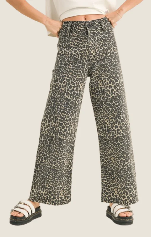 Nissa Leopard Wide Leg Jeans