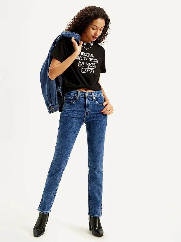 Women's High Rise 724 Slim Fit Blue Jeans